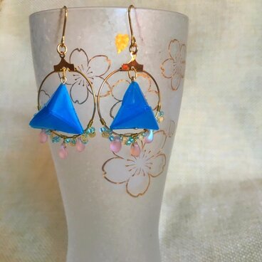 ♡パステルカラーが可愛い♪チェコビーズ×折り紙ピアス♡