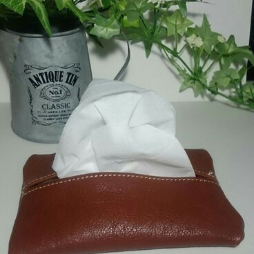 ♡女子も男子も女子力アップ♡シンプルなティッシュケース～ゴートレザーブラウン～