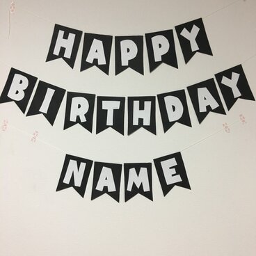 誕生日ガーランド モノトーン 壁面飾り