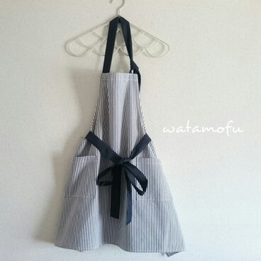 前リボンのエプロン＊ヒッコリー2