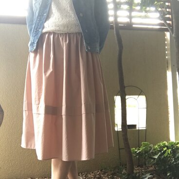 タイプライタークロス♫☆ハリ感あり☆ギャザースカート♪