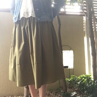 タイプライタークロス☆〃ハリ感あるギャザーたっぷりスカート♪