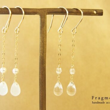 Czech drop + Swarovski ピアス:K14gf