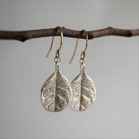 Feijoa leaf earrings (small) {EP052SV}の画像