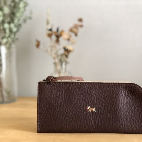 栃木レザー手縫い スリムな財布　（焦茶）　　　の画像