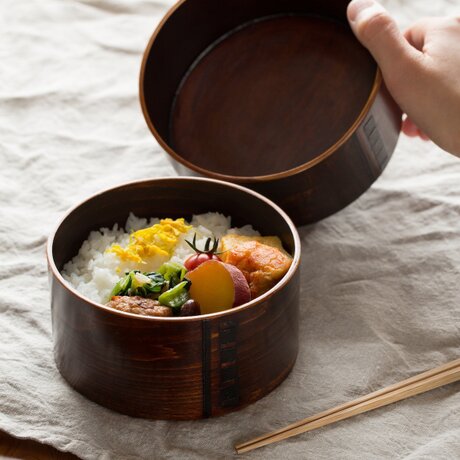 曲げわっぱ　丸弁当箱（中）