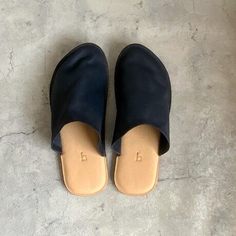 ナチュラル革　ルームシューズ　L/navyの画像