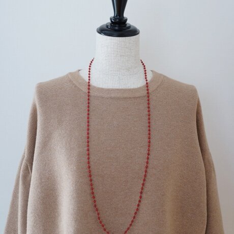 long necklace silk 赤珊瑚の画像