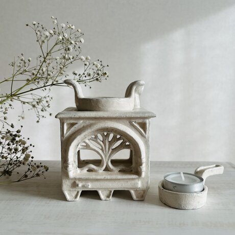 薪ストーブ型茶香炉オブジェ/クラシック　ホワイトの画像