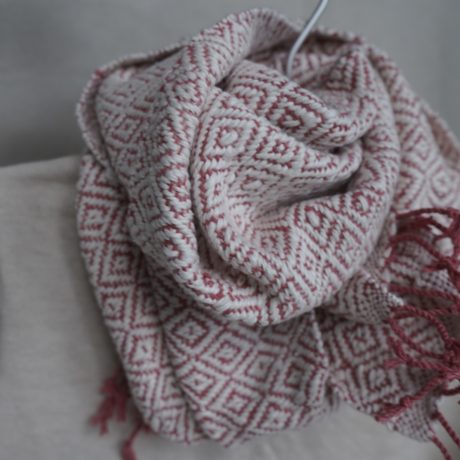 organic cotton muffler/handwoven_redの画像