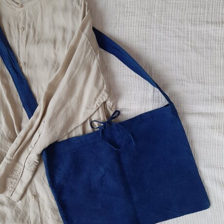 stitch bag  ＿　藍染め　倉敷の布の画像