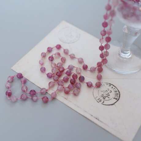 long necklace silk ピンクトルマリン