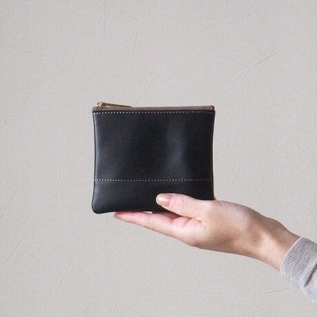 ”小さくスリム” な【M】Minimal Wallet  上質イタリアンレザー  - ブラック -の画像