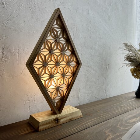 組子「麻の葉柄のライト」