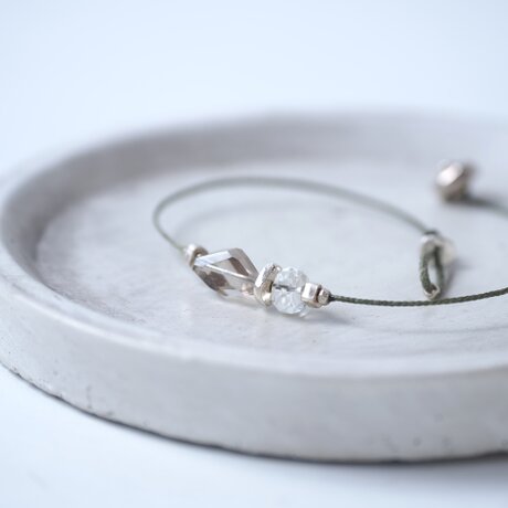 <受注製作> -Smoky quartz・Moon stone- skinny_code braceletの画像