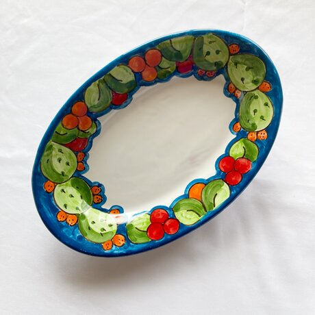 オーバル皿 26cm  花とフルーツ マヨリカ焼き イタリア陶器 OVL057_3