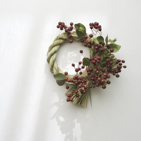 再販・しめ縄リース＊野ばらの実