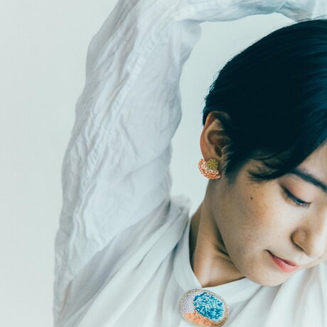 in the sea刺繍ブローチ　pink