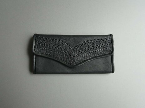 stitch long wallet  (black)