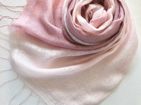 大人ピンク＊二重紗シルク＊梅鼠色×浅蘇芳色＊レーヨンシルクストール