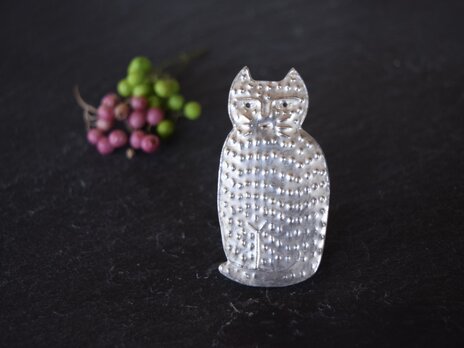 ブローチ(銀彩) ネコ-13