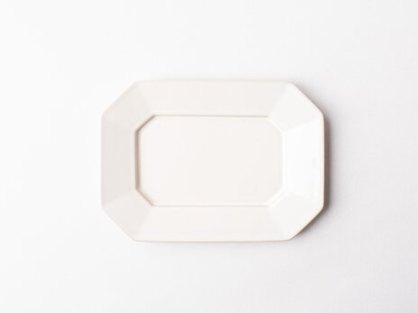 八角プレート　M　白　(乳白釉)　