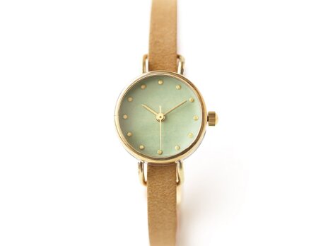 iroha 緑瑪瑙 真鍮シンプルケース（受注生産）| ハンドメイド腕時計