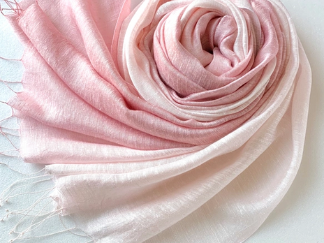 春めく♪艶めく大判シルク＊薄桜色×薄蘇芳色＊レーヨンシルクストール