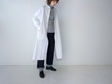 cotton weather/ long shirt one piece/whiteの画像