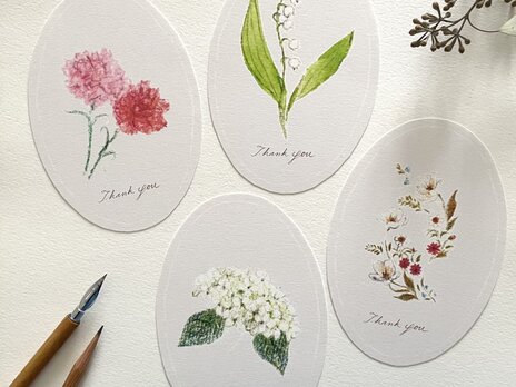お花のメッセージカード ポストカード ブックマーク 4枚セットの画像