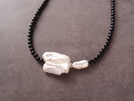 Biwa Pearl × Black Onyx Necklace／ビワパール × オニキスネックレス