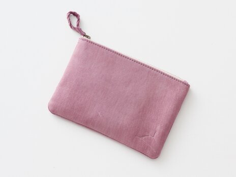 【ジビエ鹿革・ジビエレザー】ENISICA トモシカポーチM 紅杉 アッシュピンク 本革