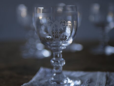 モノグラム入り　クリスタルグラス　フランスアンティーク　アンティークグラス