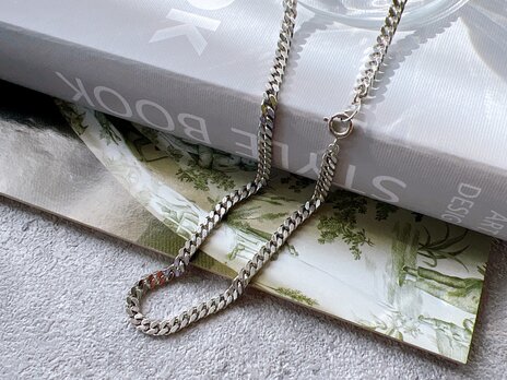 N264-ヴィンテージネックレス・U.S.A. Silver-tone flat chain necklaceの画像