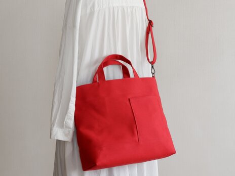 2wayプランプトート 赤 / 8号帆布