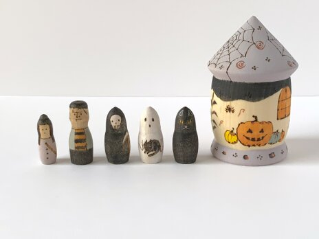 ハロウィンおばけやしき B（魔女、フランケンシュタイン、骸骨、幽霊、黒猫）