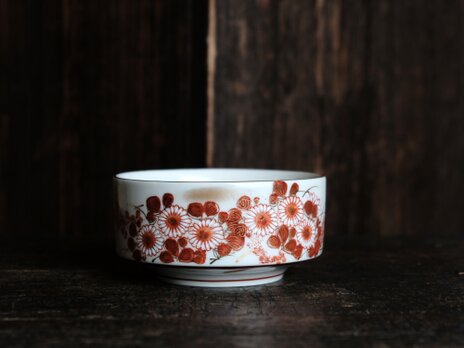 お正月に◆美しい赤絵。久谷焼　花文赤絵金彩盛鉢　小鉢　和食器　工芸品　懐石料理