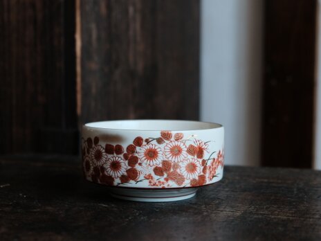 お正月に◆美しい赤絵。久谷焼　花文赤絵金彩盛鉢　小鉢　和食器　工芸品　懐石料理