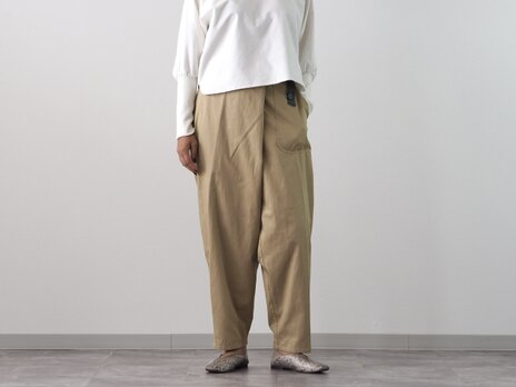 オールシーズン◎/ラップ風テーパードパンツ《ベージュ》3丈から選べます。