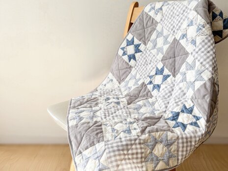 一点ものパッチワークキルト＊冬の星