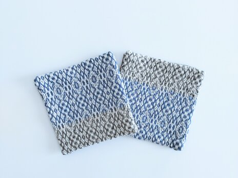 手織りコースター〈blue+gray〉