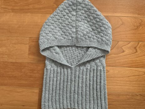 バラクラバ風　フード付きネックウォーマー（ライトグレイ）