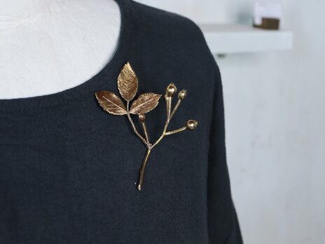 植物標本ブローチ｜オブジェ [野バラ]