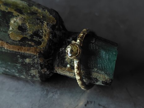 イエロージルコン真鍮リング#14