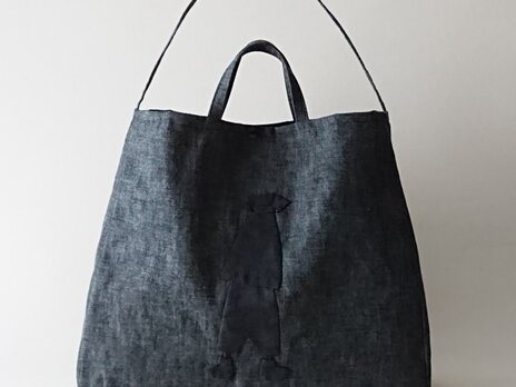 annco all black denim 2way tote [applique]