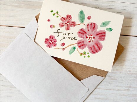 封筒付きミニカード「cherry blossom」・水干絵具