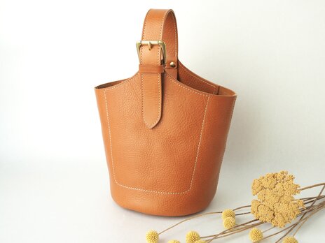 《受注制作》育てる楽しみ＊ワンハンドルバスケットバッグ（本革・小）