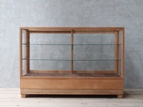 大きなガラスショーケース 古家具/アンティーク/ガラスケース//収納/ガラス棚/ショーケース