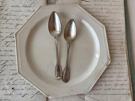 フランスアンティーク　Christofle（クリストフル）/ デザートスプーン2本set　シルバープレート