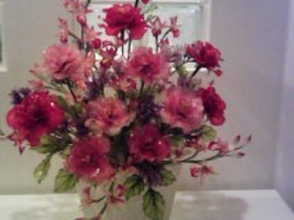 クリスマス～正月/冬のアメリカンフラワー／デイップアートのアレンジ